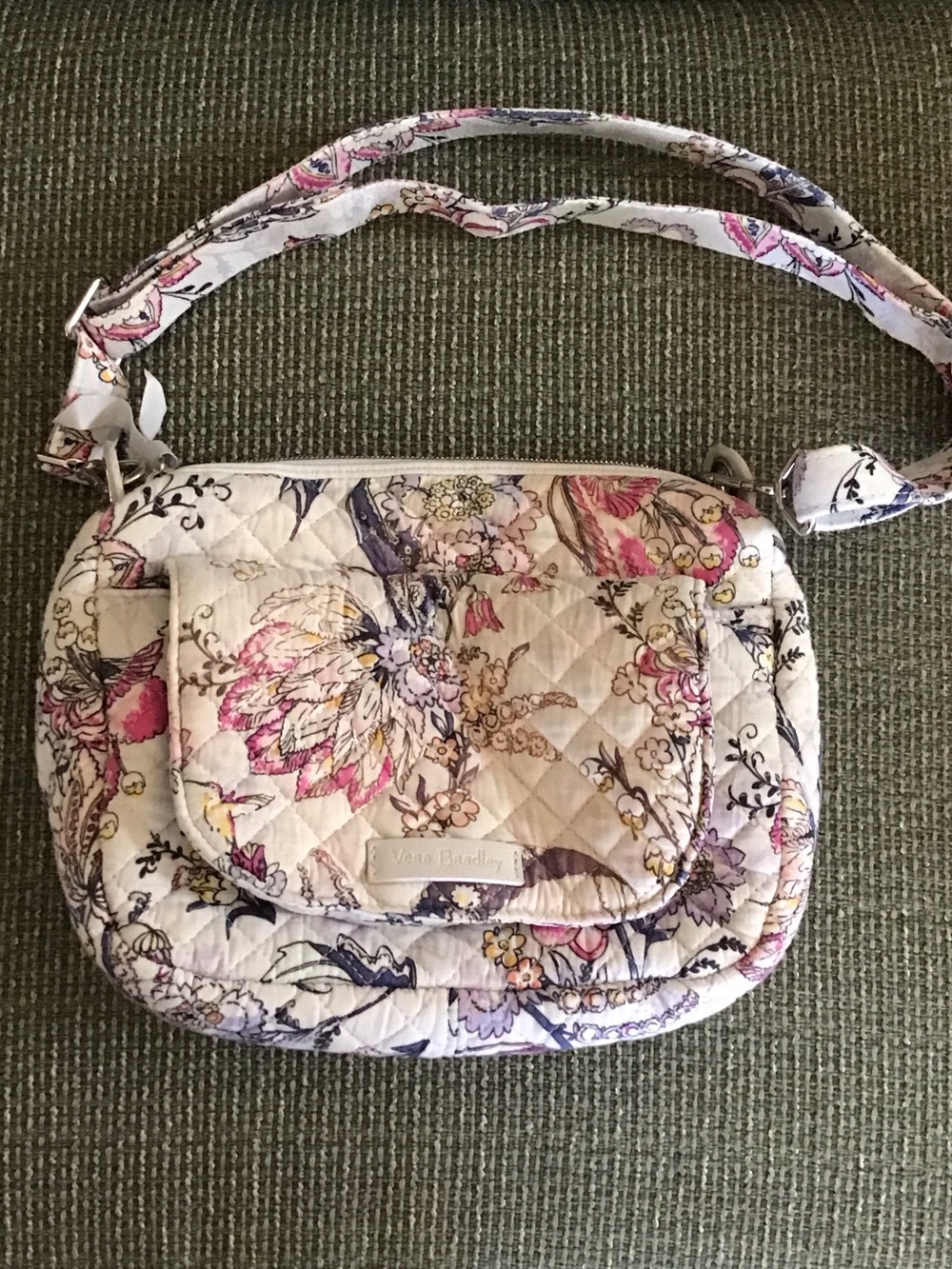 Vera Bradley Quilted Floral Crossbody in Cream, Pink and Purple
